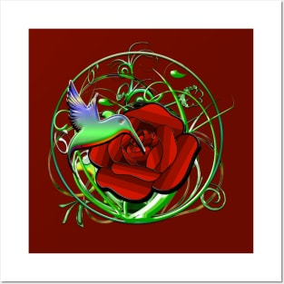 Rose & hummingbird Posters and Art